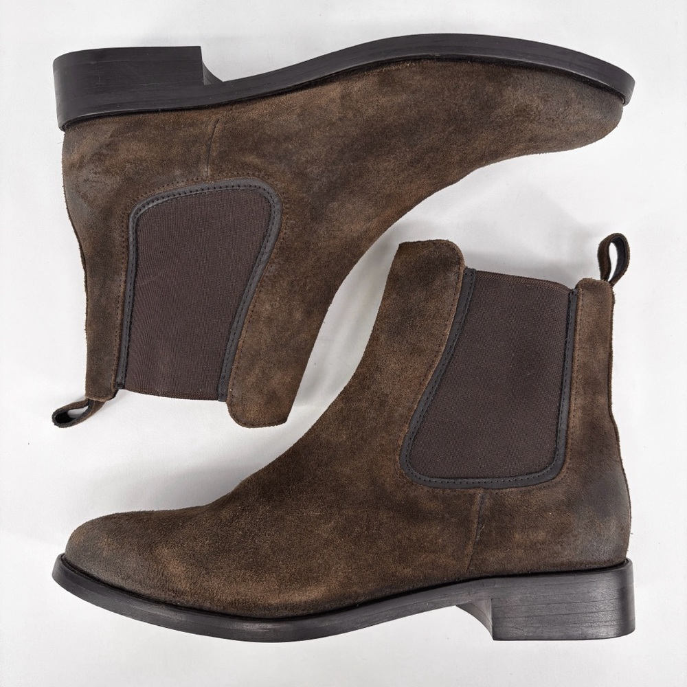 THURSDAY BOOT CO. | Duchess Leather Chelsea Boots in Olive Brown Suede | Sz 10 - Picture 10 of 15